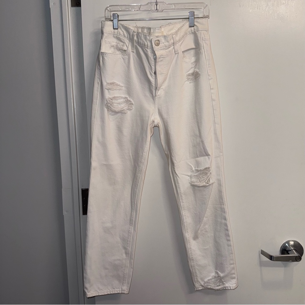 NWOT Distressed White Joe’s Jeans Mid Rise Slim Boyfriend Jeans